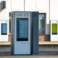 customer information screens in railway station and platform
