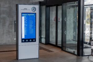 info kiosk as CIS Customer Information Screens with railway station timetable